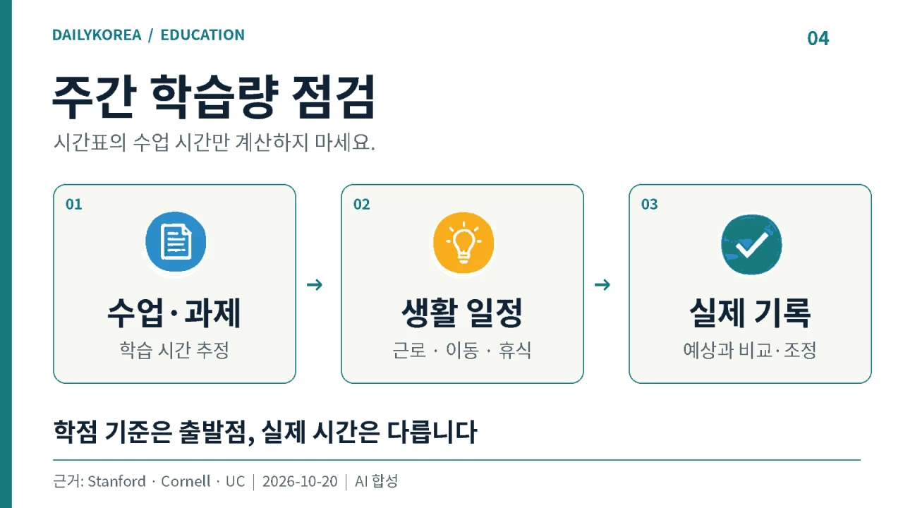 시간표에 빈칸이 많으면 여유로울까? 미국 대학 학점과 주간 학습량 계산법